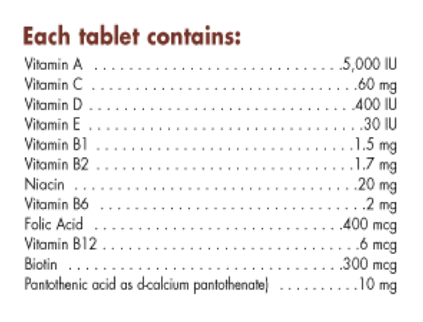 Each Tablet Contains